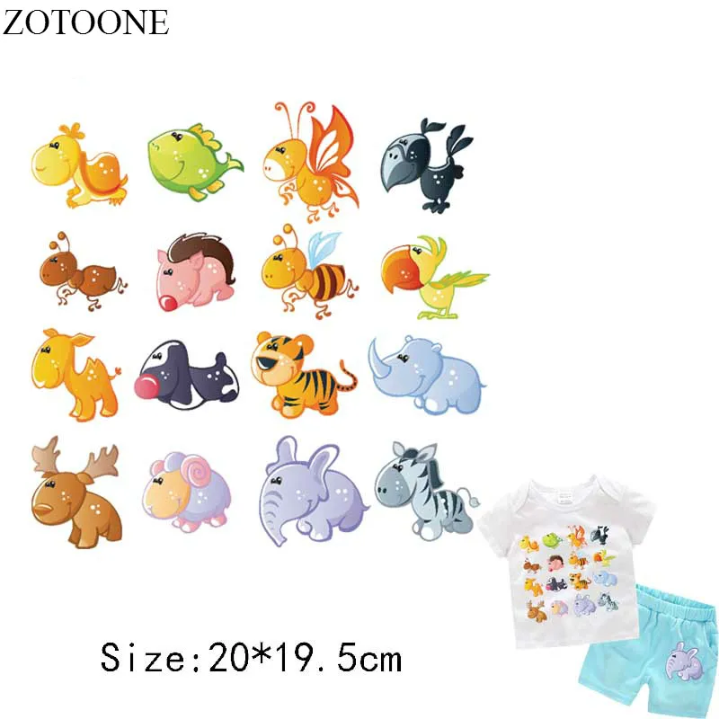 

Prajna DIY Cute Animals Patches Ironing For Baby Stickers Heat Transfer Iron On Patch Clothing Family Appliques Tiger Dog Bee D1