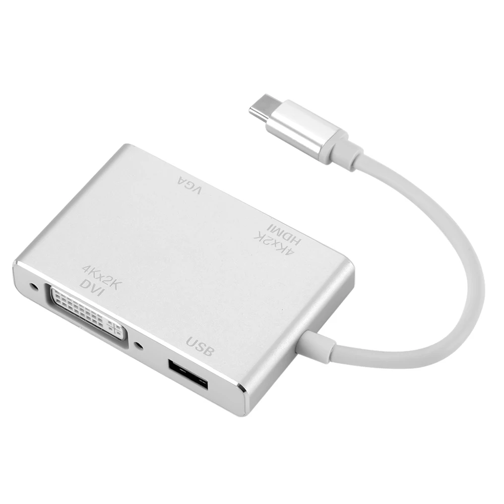 4 в 1 USB C type C к HDMI VGA DVI USB 3,0 кабель-адаптер для ноутбука тв для Macbook HDMI Кабель-адаптер конвертер для мыши