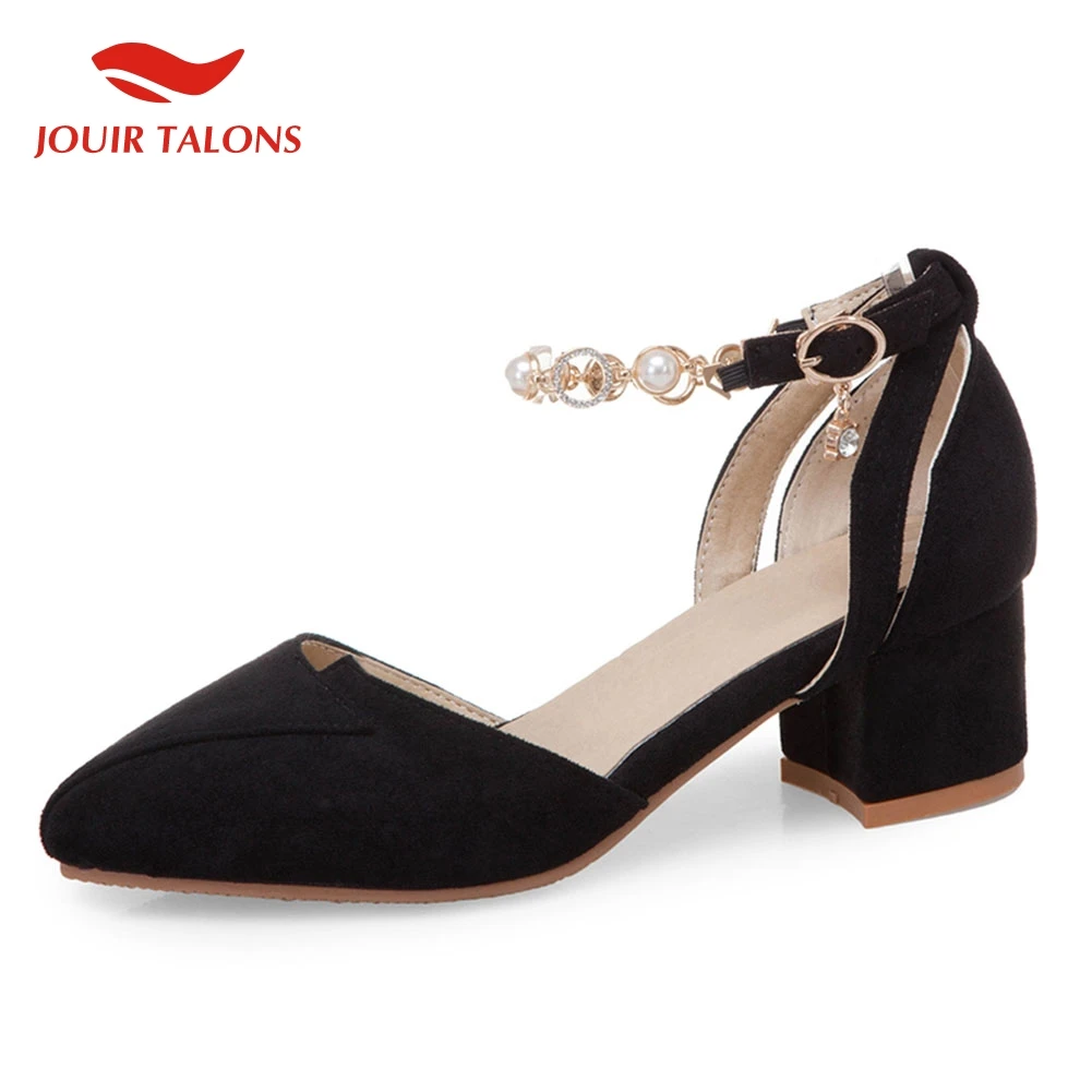 

JOUIR TALONS big Size 31-47 Elegant Pumps Woman Shoes Women Chunky Heels office lady Shoes Woman sandals Female