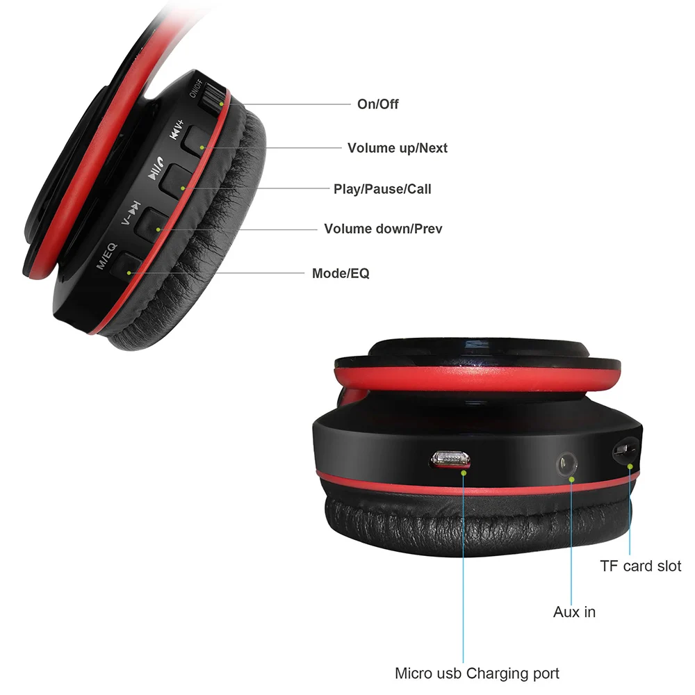 Беспроводные Bluetooth наушники Складные стерео музыкальные гарнитуры TF карта mp3