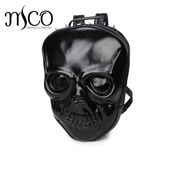 Restore gothic lifelike 3D Skull Grimace Embossing Purse Satchel Backpack Halloween Cool Leather laptop Travel Soft shoulder Bag