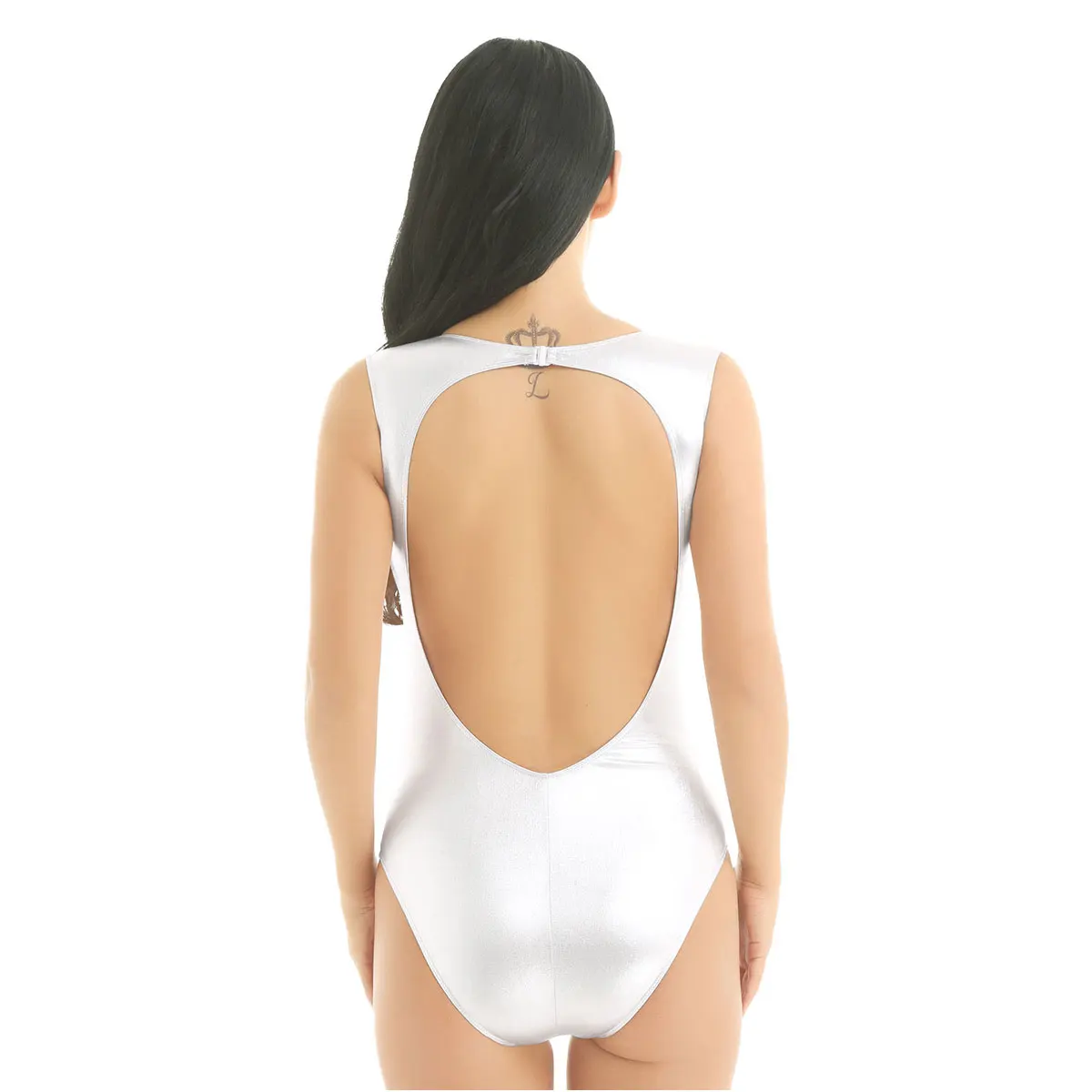 Womens Hot Erotic Shiny Metallic Teddy Catsuit Swimsuit Lingerie Bodysuit Rave Outfit Costume Clubwear Backless High Cut Leotard