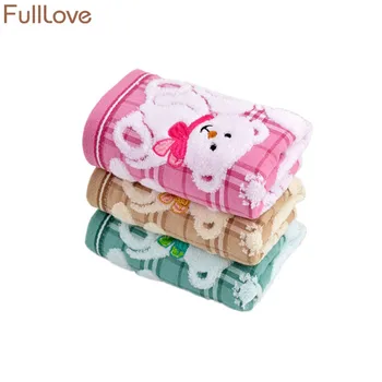 

FullLove 3PCS/Set 50*25cm Cotton Face Towels Cartoon Bear Jacquard Absorbent Hand Towels for Adults Kids Hair Towel Home Textile