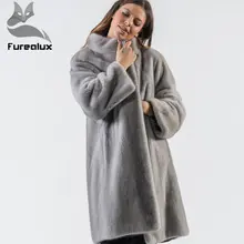 Furealux куртка из натурального меха норки с воротником-стойкой, пальто из натурального меха норки для куртки, женские Роскошные пальто, верхняя одежда для леди