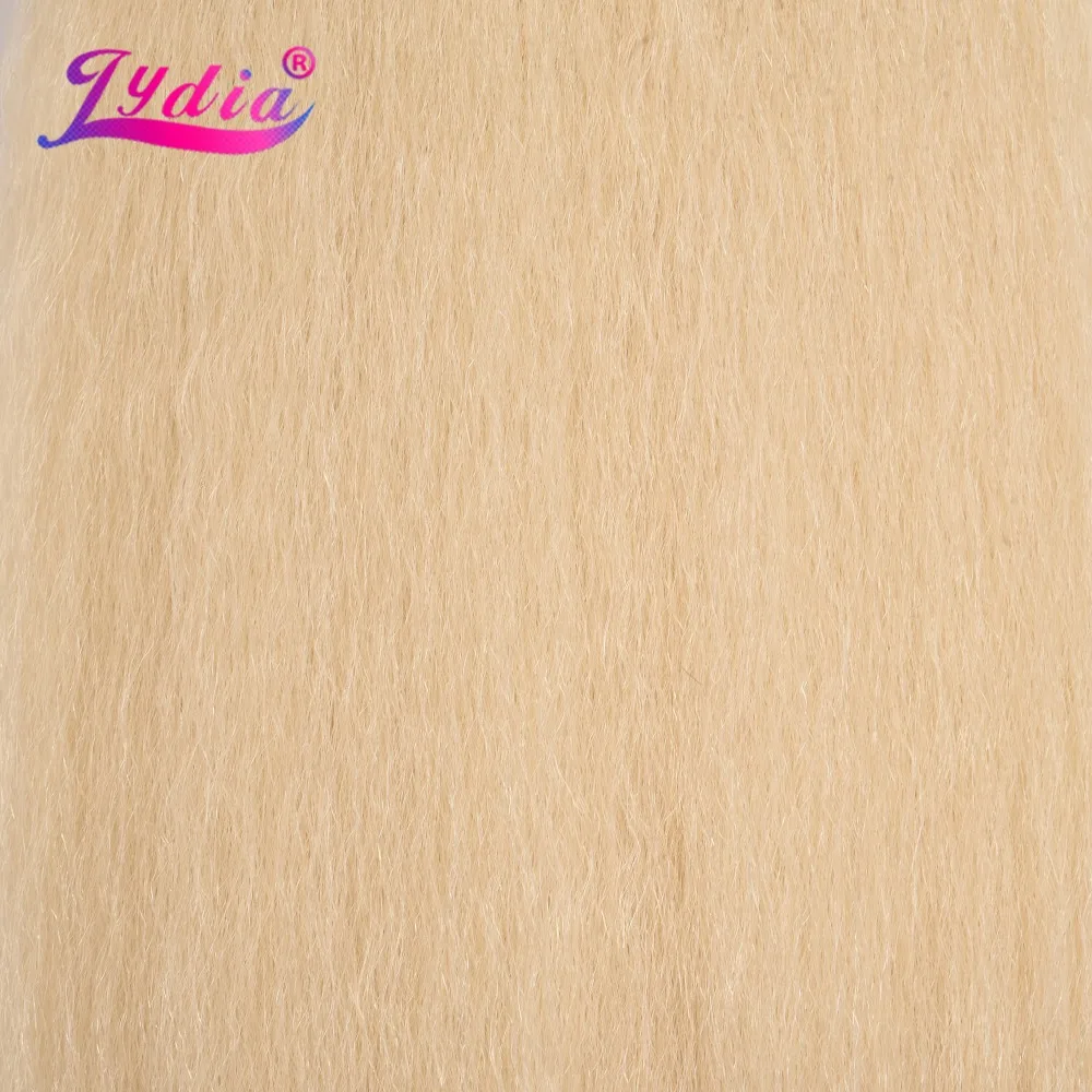 Lydia 1PCS/Pack Kinky Straight Double Weft Weaving 10-30 Inch Pure Color Synthetic Wave Hair Extensions For Women Blonde 613#