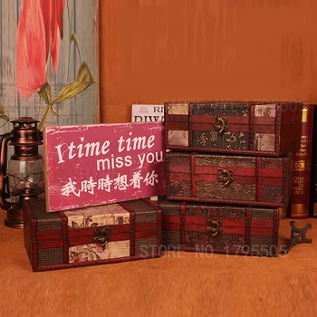 

23X16X9.5cm Retro Desktop Book Organizer Wood Princess Jewelry Box Storage Box With European-style Wooden Boxes Wooden Boxes
