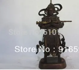 

17"Chinese Bronze Copper Buddhism Custodian of Vedic gods Wei Tuo Warrior God