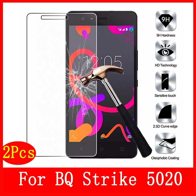 

2 PCS Tempered Glass For BQ Strike 5020 Screen Protector On BQS5020 Protective Films Transparent 9H 2.5D Premium Protection Case