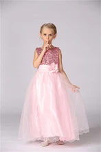 High quality Lace Girl Dresses Children Dress Sequined Princess Dress Length to Floor Baby Girl Wedding Dress Birthday Costume