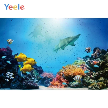 

Yeele Party Seabed Fish Shark Rock Bubble Coral Photography Backgrounds Customized Photographic Backdrops for Photo Studio