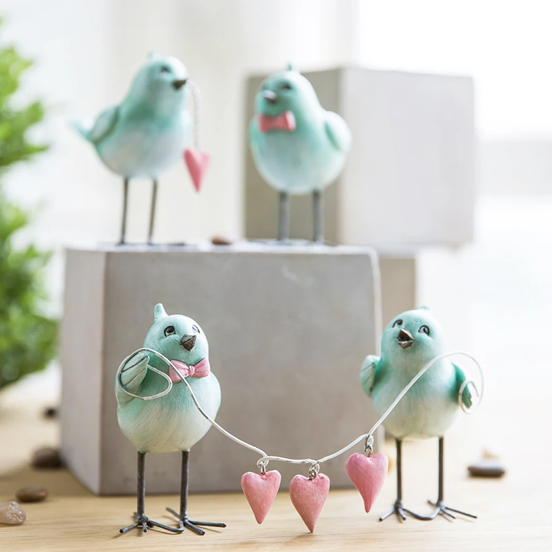 Miz 1 пара фигурка птицы пара подарок потертый стиль ремесло для украшения романтические подарки Подарок на годовщину свадебное украшение