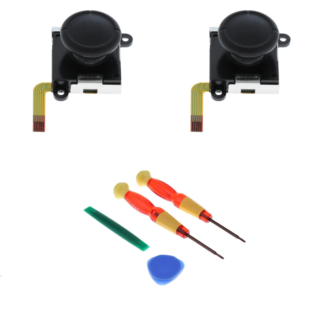 

2Pcs L/R Analog Sensor Joypad Joystick Rocker Controller Button Repair Part with Prying Tool for Nintendo Switch Joy-con