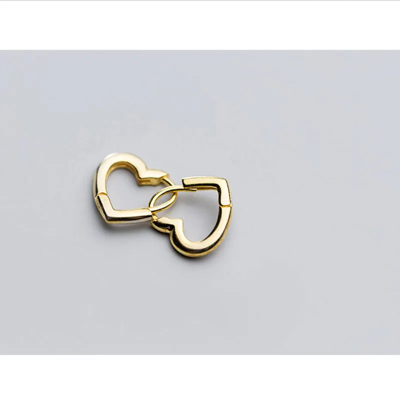 Простые 925 пробы серебряные серьги-гвоздики в форме сердца для женщин, девушек и девушек, маленькие серьги-гвоздики, ювелирные изделия для ушей, модные аксессуары