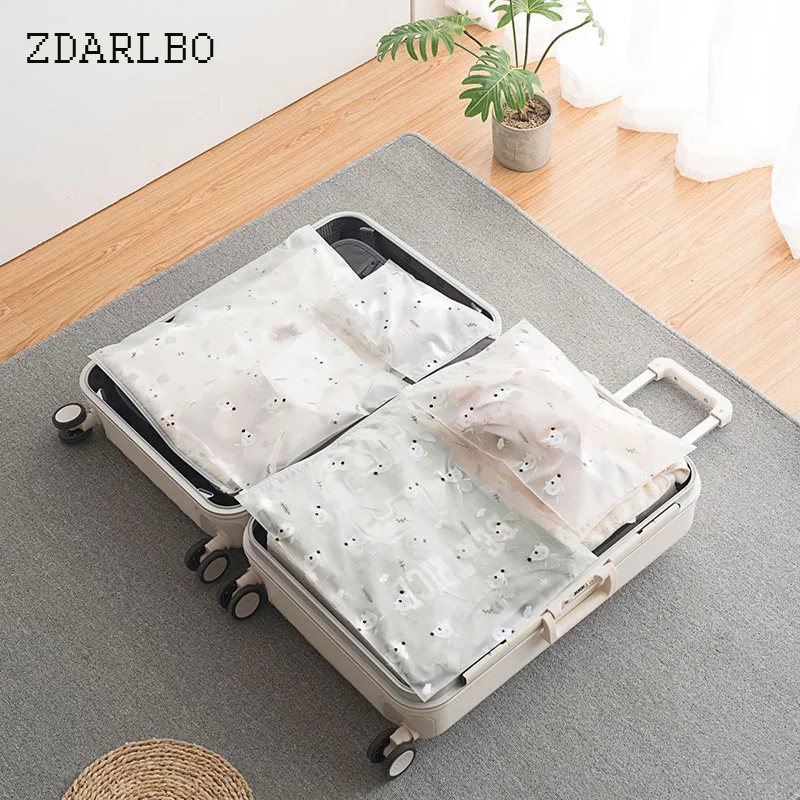 5 Pcs/Lot Travel Sealed Bag Clothing Classify Travel Bag Clear Bag PE Zipper Frosted Bag