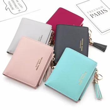 

New Fashion High Quality PU Leather Short Wallet Women Luxury Small Zipper Clutch Purse Credit Card Holders Handbag 4 Colors