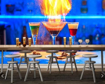 

Custom kitchen papel de parede , fire cocktail mural for bar KTV restaurant background home decor wallpaper