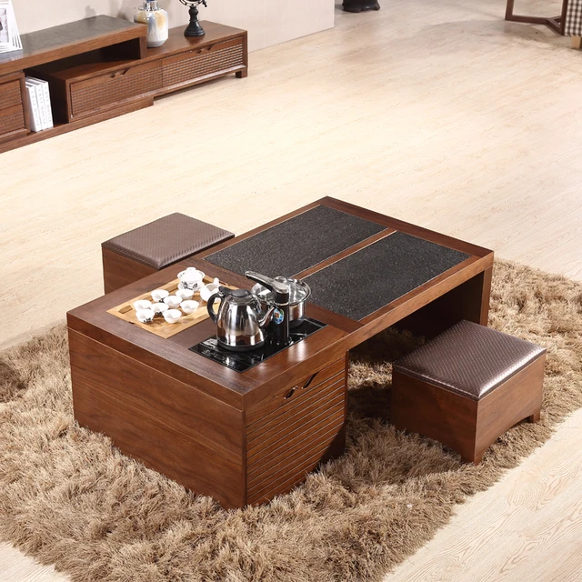 Teaside Chinese Fire Stone Tea Table Simple Living Room Coffee Teaside Chinese Fire Stone Tea Table Simple Living Room Coffee Combination With A Multifunctional Storage Stool
