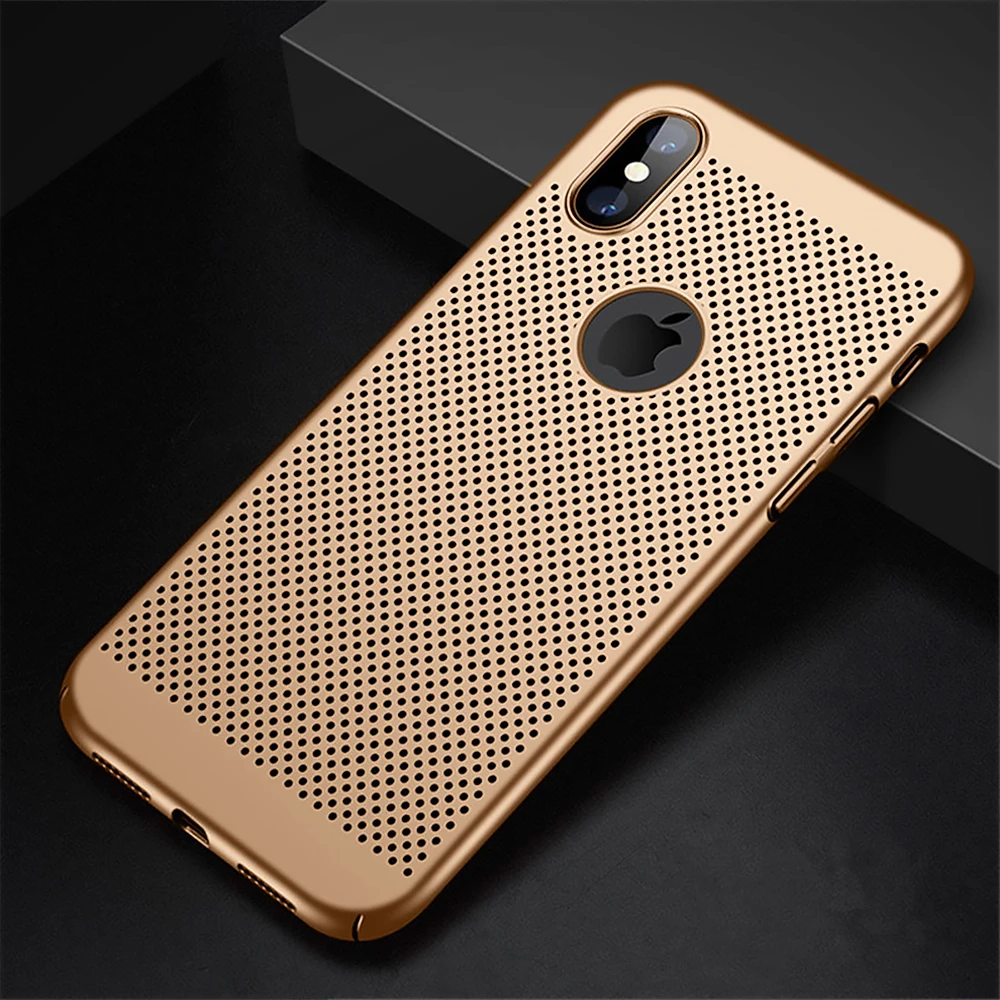 

GerTong Ultra Slim Phone Case For iPhone XS Max XR 7 8 Plus 6 6S Plus 5 5S SE Hollow Heat Dissipation Cases Hard PC Cover Fundas