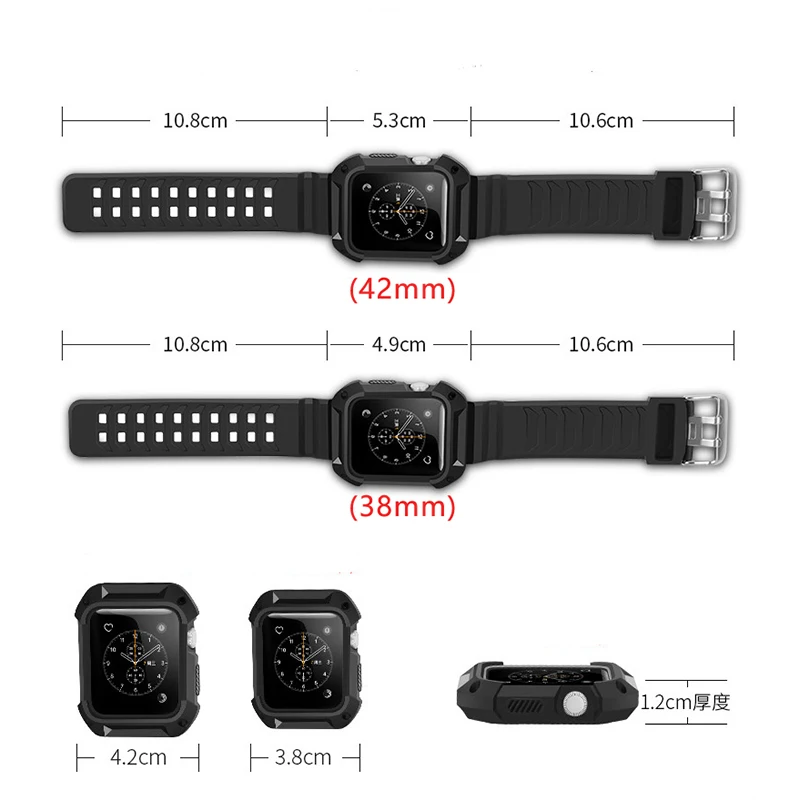 Sport Band for Apple Watch 3 42mm / 38mm for iwatch 3/2/1 Wrist Band Rubber Band Wrist Watch with Protective Case