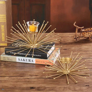 

Creative Sunshine Design Metal Candle Holder Decorative Iron Art Radiant Candlestick Home Art and Craft Ornament Accessories