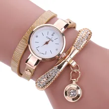 Women Leather Rhinestone Analog Quartz Wrist Watches Montre Femme Bracelet girls ladies Wristwatches 2018 relojes mujer Gift