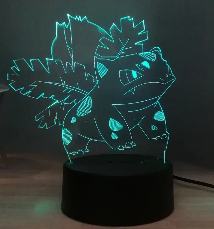 3D светодиодный ночник с покемоном, Милый Пикачу, сказочные эльфы, USB переключатель, разноцветный прикроватный светильник, декоративный детский праздничный подарок, Прямая поставка - Испускаемый цвет: Wonderful frog