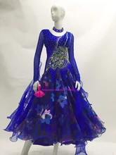 Standard Ballroom Dance Competition Dresses Lady’s High Quality Custom Made Royal Blue Stage Tango Waltz Dancing Dress