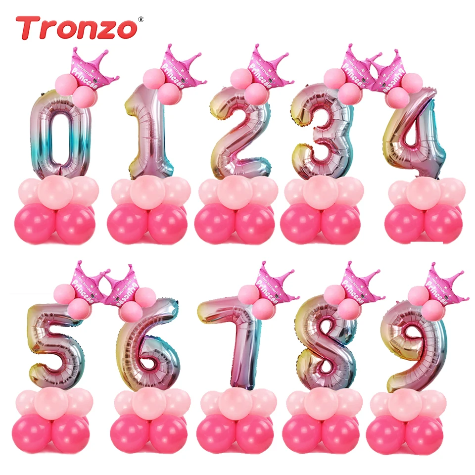 Tronzo 32 дюйма радужные фольгированные шары с цифрами украшения для дня рождения