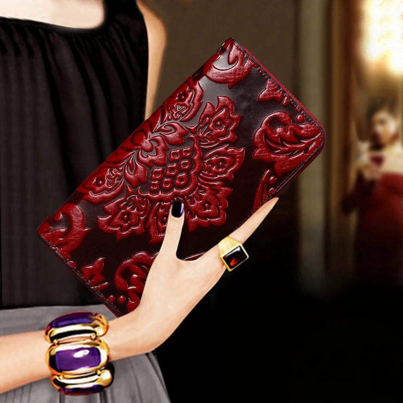 

Genuine Italian Leather genuine leather clip fashion national wind bag wallet purses bags for women lady
