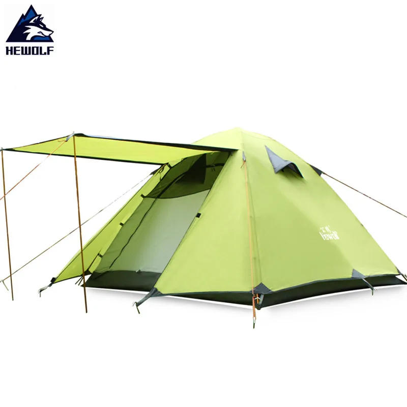 

Hewolf Outdoor 3-4 Person Tents Double Layer Aluminum Pole Super Strong Rainproof Fishing Hunting Adventure Camping Hikinfg Tent
