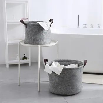 

Household Felt Storage Baskets Manual Knitted Storage Bags Toys Put Sundries Dirty Clothing Baskets Home Storage Organization