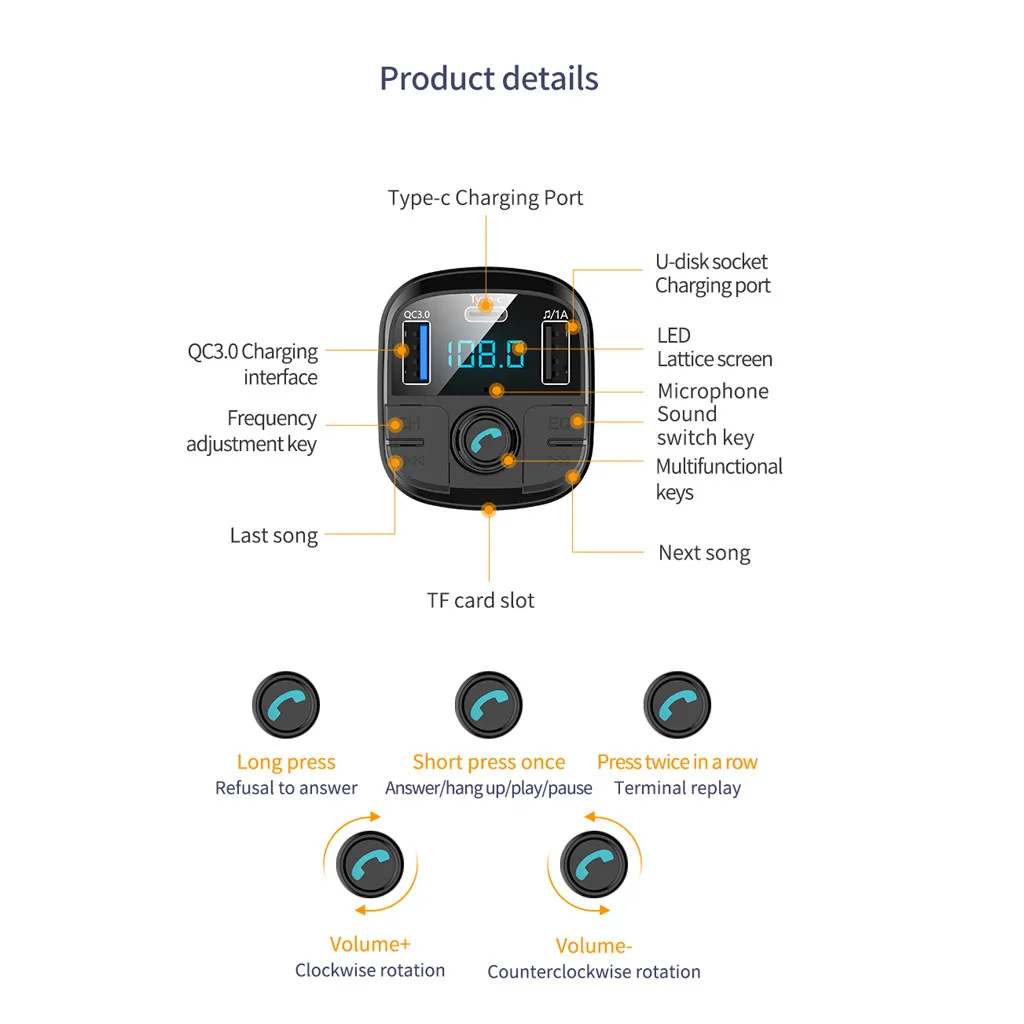 BT29 Bluetooth 5,0 автомобильный fm-передатчик Бас mp3-плеер fm-радио адаптер зарядное устройство двойной USB выход поддерживает USB диск# P20