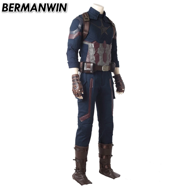 BERMANWIN высокое качество Мстители Бесконечность война Капитан Америка Косплей Костюм Хэллоуин Капитан Америка костюм для взрослых