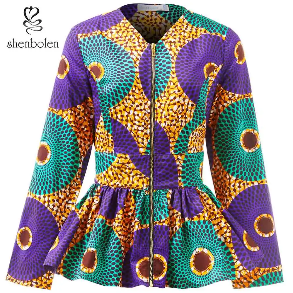 

African Clothes for Women Long Sleeve high waist Jacket Ankara Print Plus Size Lady fashion J