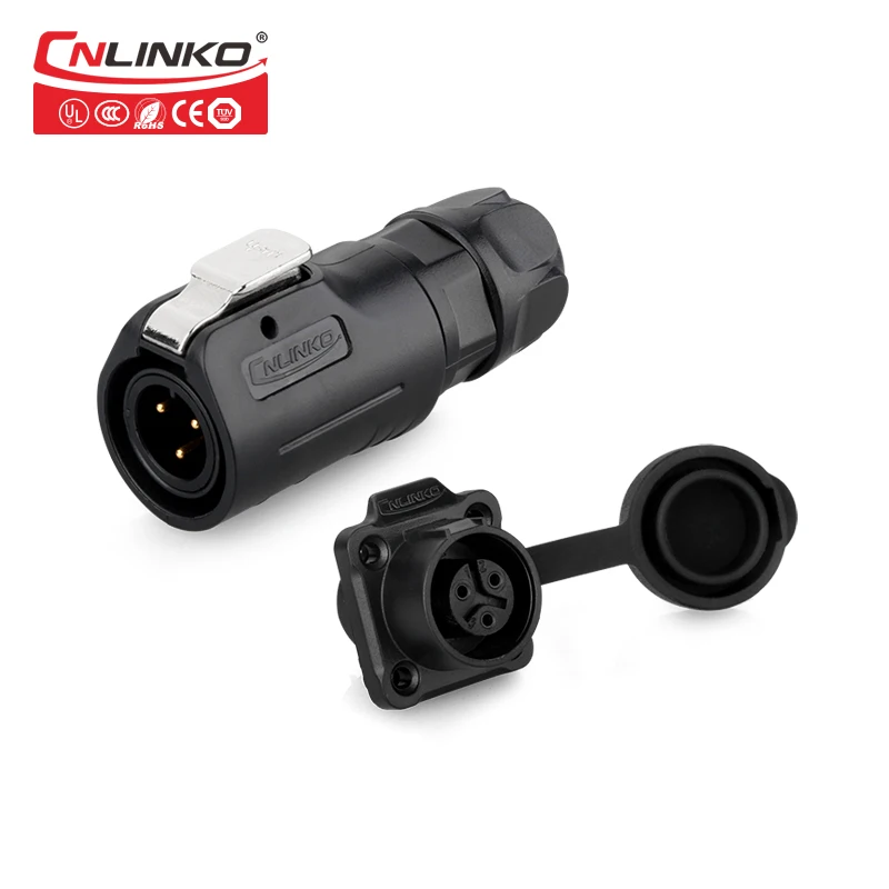  Cnlinko Good Price straight M12mm plastic connector electrical panel mounted circular 3 pin power c