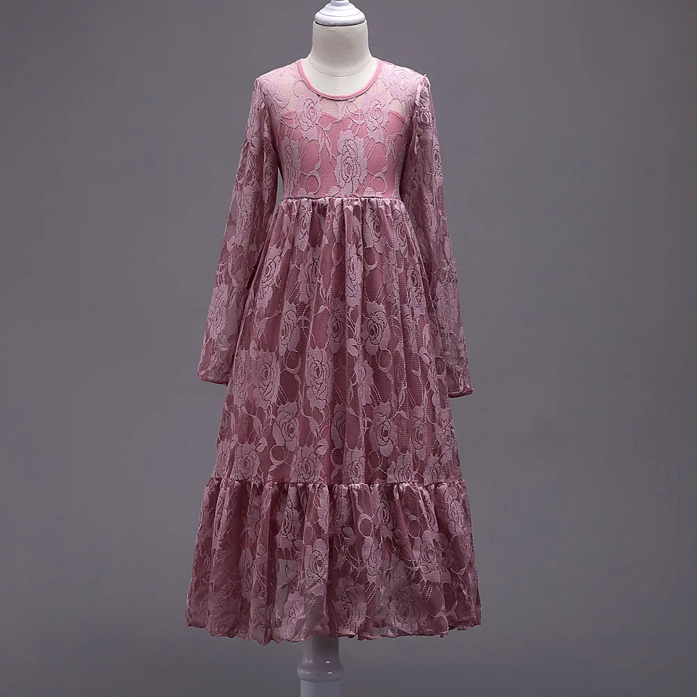 

girl dress Dress New Princess Long Sleeve Hollow Pure Stage Performance Wedding Presentation Birthday Party girl dress long
