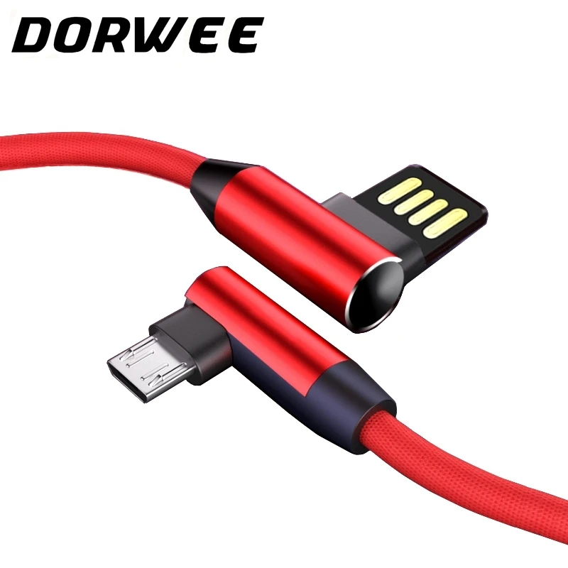 

DORWEE Micro USB Cable 90 Degree L Type 1M /2M cord Micro usb Android Fast Charging data cable Adapter For Samsung Xiaomi Sony