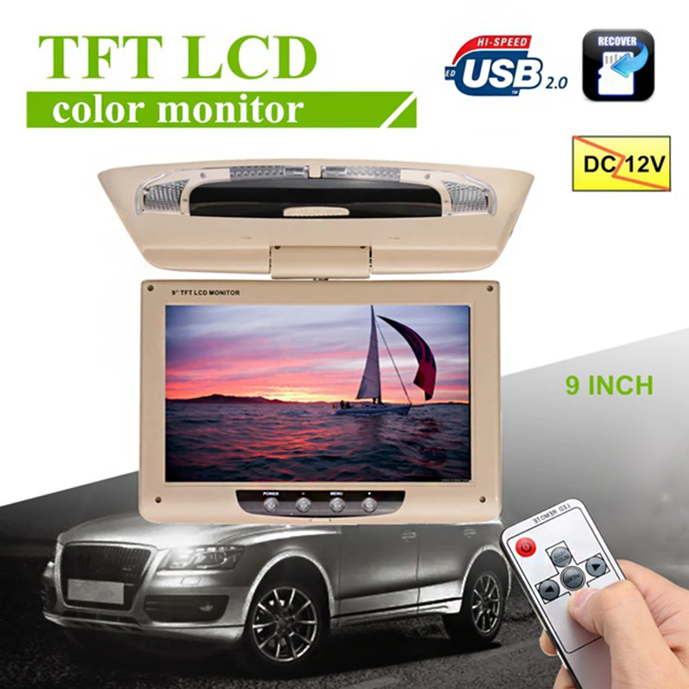 

VEHEMO DC 12V Ultra-Thin Smart Universal Car Display Overhead Multimedia Video Ceiling Roof Mount Display Audio Player