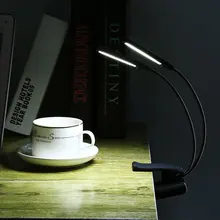 10 LED Book Light Dual Flexible Arms LED Table Lamp Clip On Bed Table Desk Book Reading Lamp Used 3*AAA Battery Reading Lamp portable led clip on reading lights 3 brightness rechargeable with usb cable flexible gooseneck dimmable book lamp for table bed