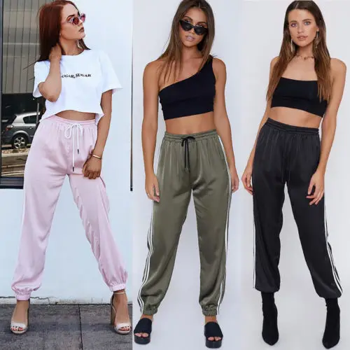 

Women's High Waist Casual Drawstring Elastic Long Pants Ladies Pencil Trousers