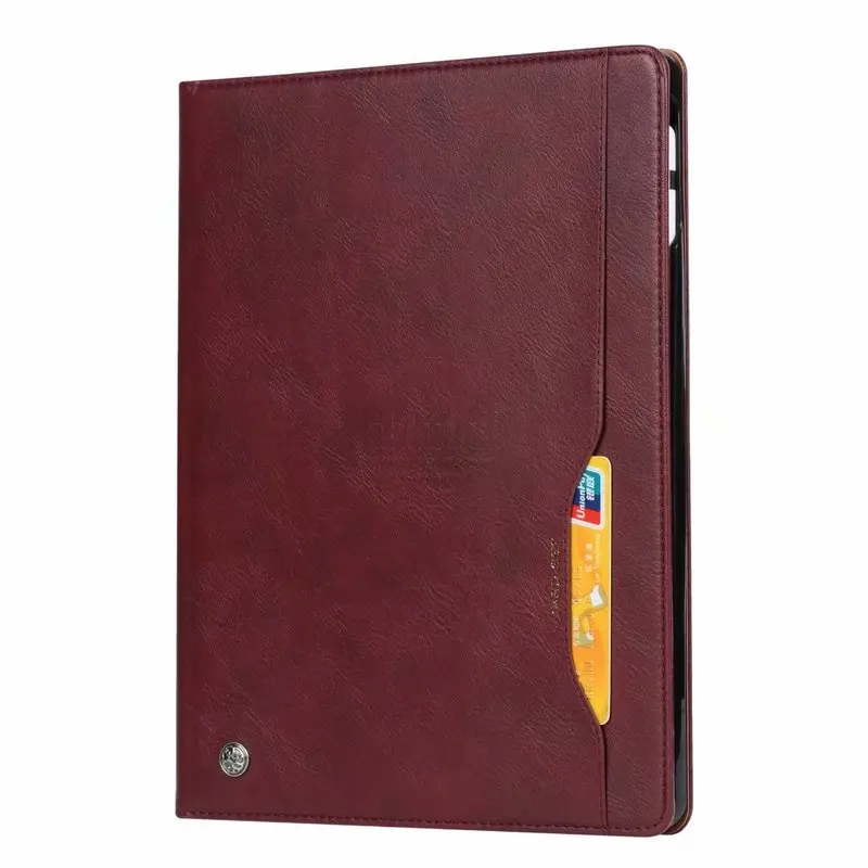 Роскошный винтажный кожаный чехол из замши для iPad 6th Generation Air 2, чехол-подставка с магнитной книгой, Классический флип-чехол - Цвет: Wine red