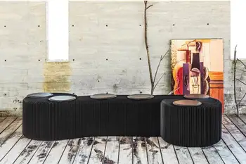 

Modern Stool Folding Bench-Fashion Paper Design with 6 Leather Pads Long Seat Bench For Patio&Home Decor Portable Stool Chair