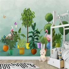 Nordic hand-painted plant flamingo garden background high-grade wall cloth manufacturers wholesale wallpaper mural photo wall Nordic hand-painted plant flamingo garden background high-grade wall cloth manufacturers wholesale wallpaper mural photo wall