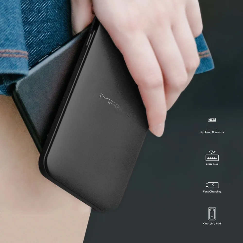 MIPOW MFI Certified 7000mAh Portable Ultra-thin Power Bank Battery Built in USB Cable With Wireless Charger for iPhone X 8 Plus MIPOW MFI Certified 7000mAh Portable Ultra-thin Power Bank Battery Built in USB Cable With Wireless Charger for iPhone X 8 Plus