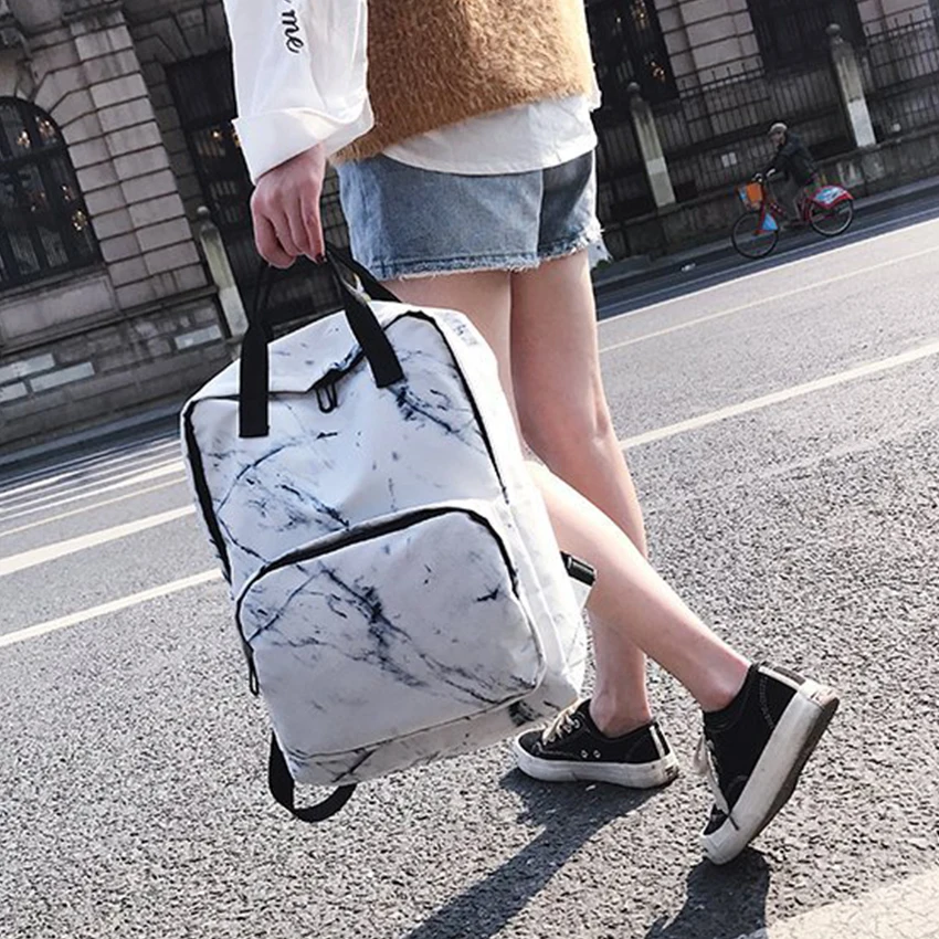 

Marbling Canvas Woman Backpack Fashion Unisex School Bags Large Capacity Teenager Girls Backpack Chic Travel Schoolbags 2019