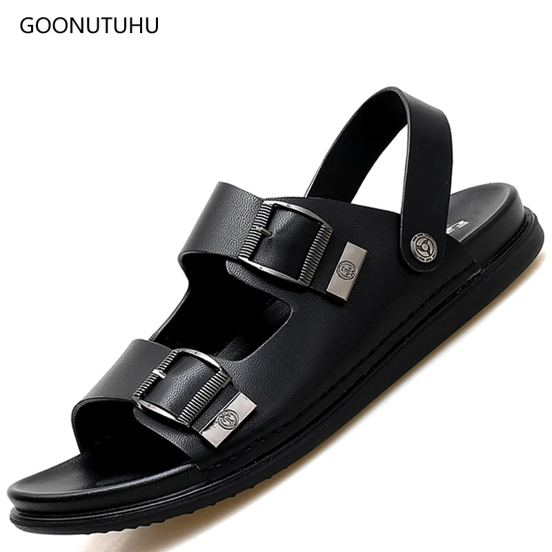 

2019 new men's sandals shoes men leather footwear summer beach sandals solid casual fashion sandals for men platform shoes work