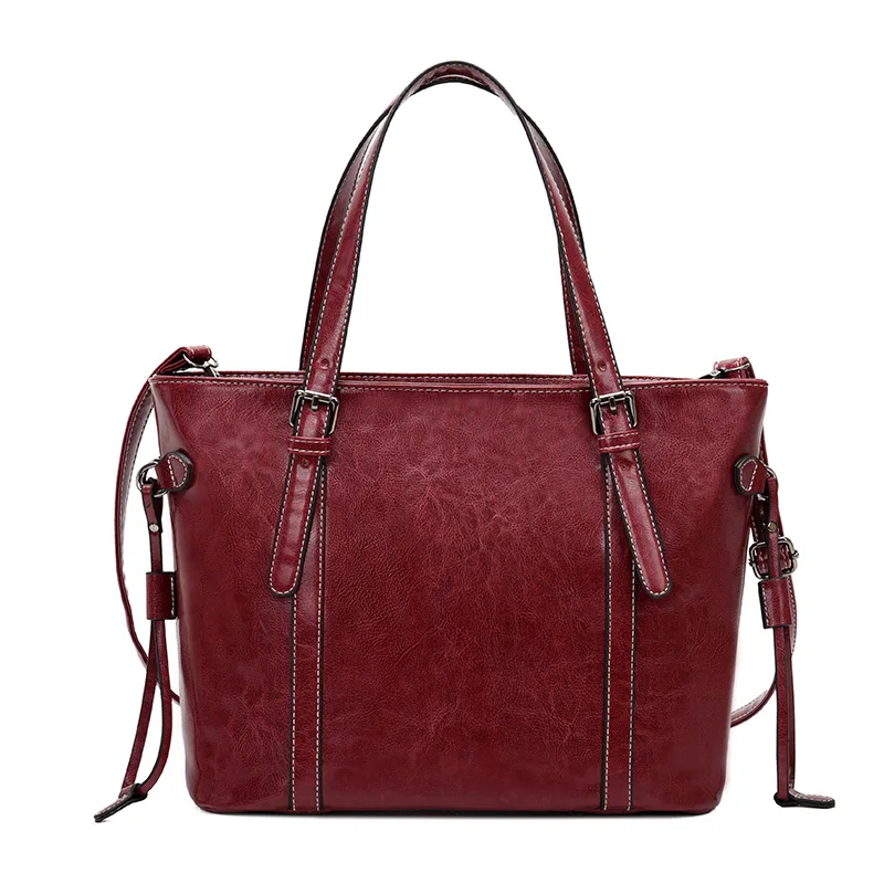 Женская сумка, женские кожаные сумки, роскошные женские сумки, элегантные сумки через плечо для женщин, сумка-тоут, сумка-мессенджер - Цвет: Бургундия