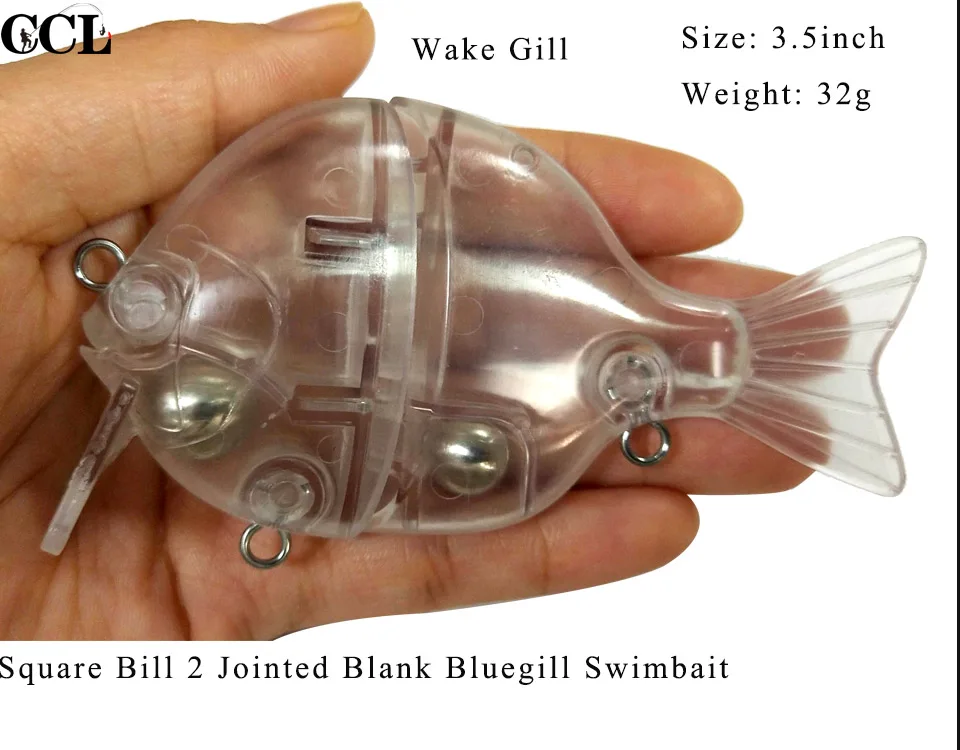 CCL Пользовательские Приманки пустые Bluegill Swimbait 3,5 дюймов 32 г Неокрашенная Wake Gill приманка прозрачный корпус Воблер для рыболовной наживки шарнирные приманки - Цвет: 5pcs