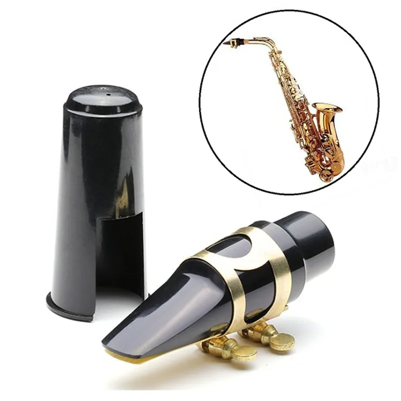 

Zebra Gold Plastic Alto Eb Saxophone Sax Mouthpiece with Metal Buckle Cap + Sax Dental Pad+ Metal Buckle+ Reed Parts