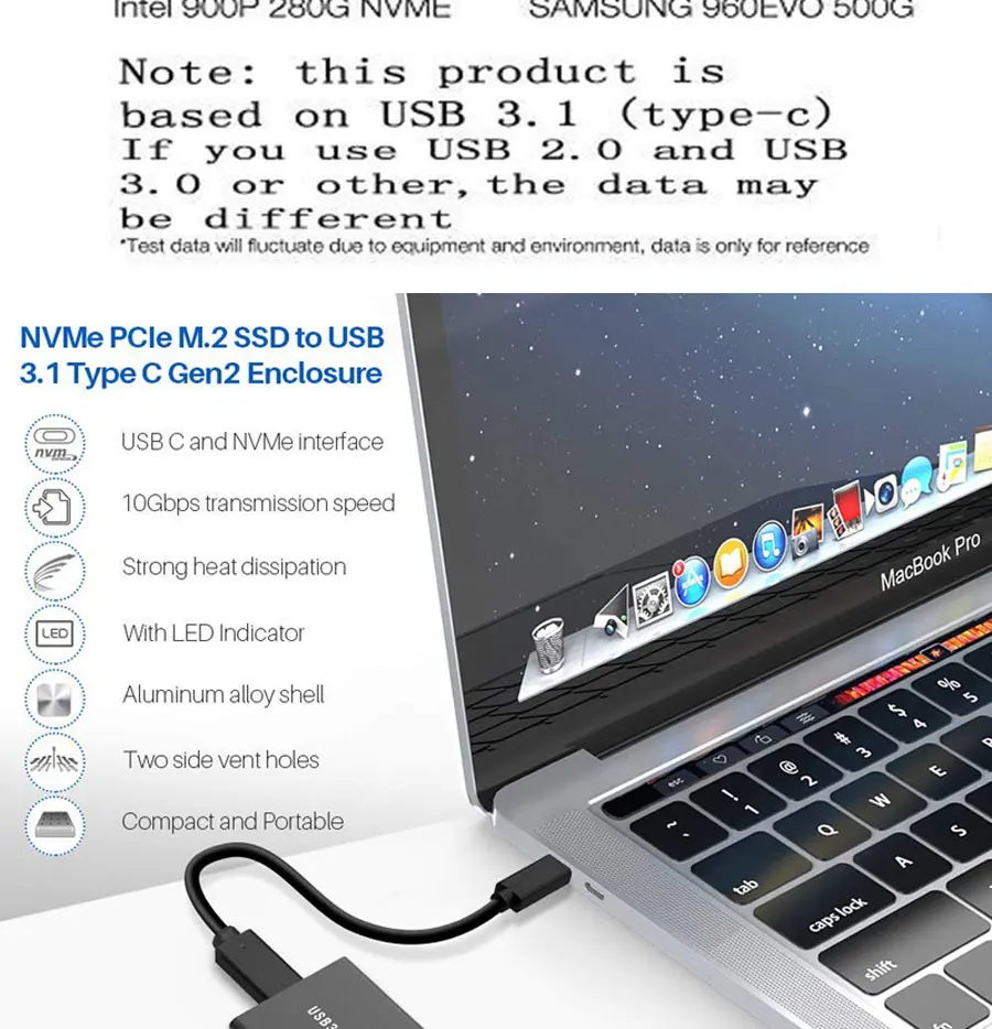 PCIE NVMe USB3.1 HDD корпус M.2 для USB 3,1 Тип C M ключ SSD корпус жесткий диск чехол внешний HDD чехол/PCIE SSD чехол